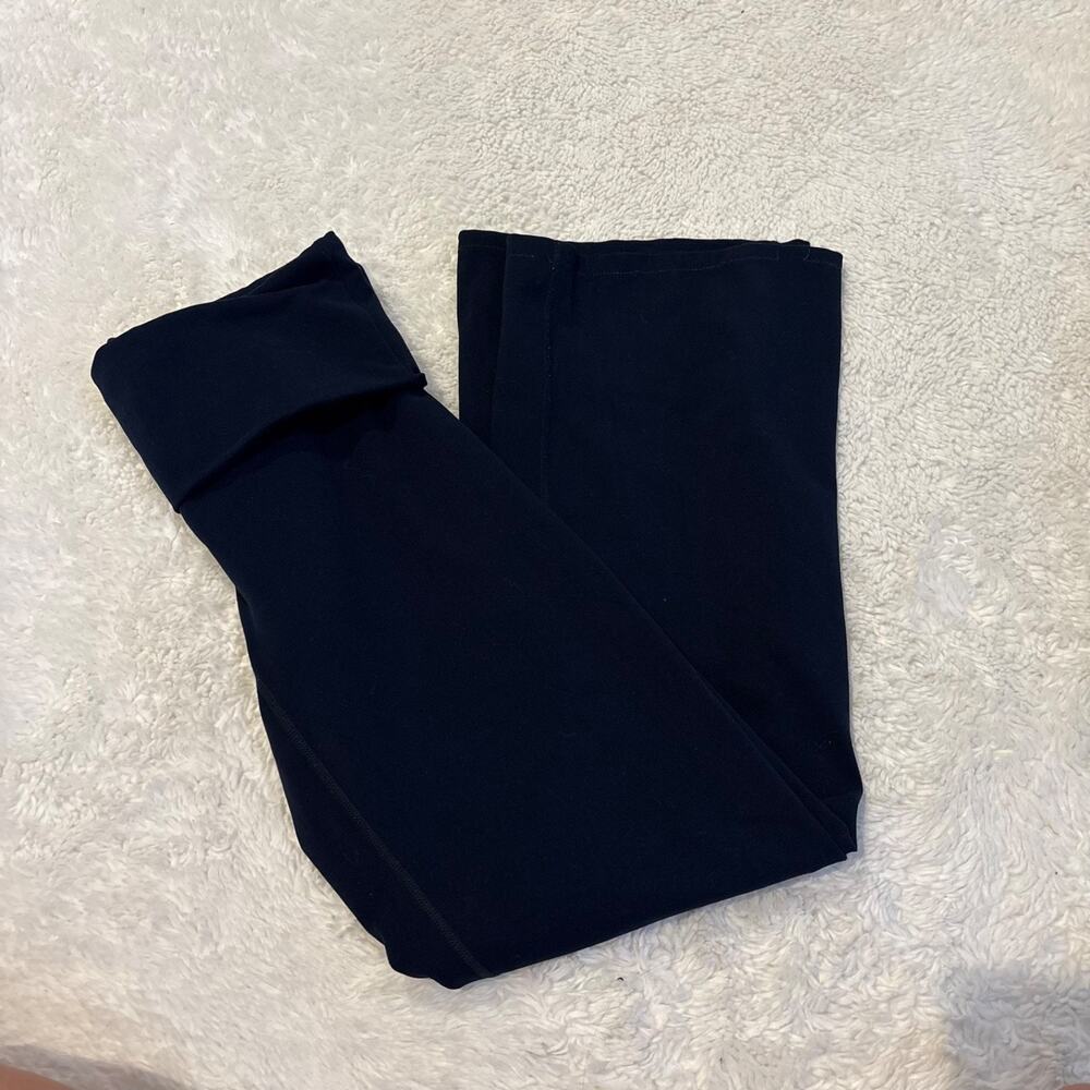 Garage Womens Navy Fold Over Flare Leggings M Workout Athleisure Sports Preppy